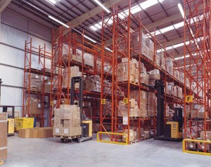stacking boxes in a warehouse