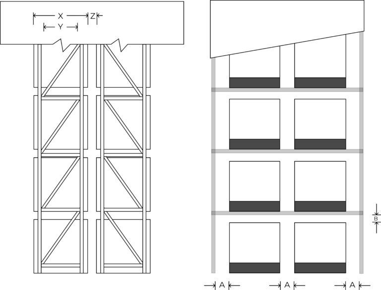 Pallet ends diagram with height/width measurements