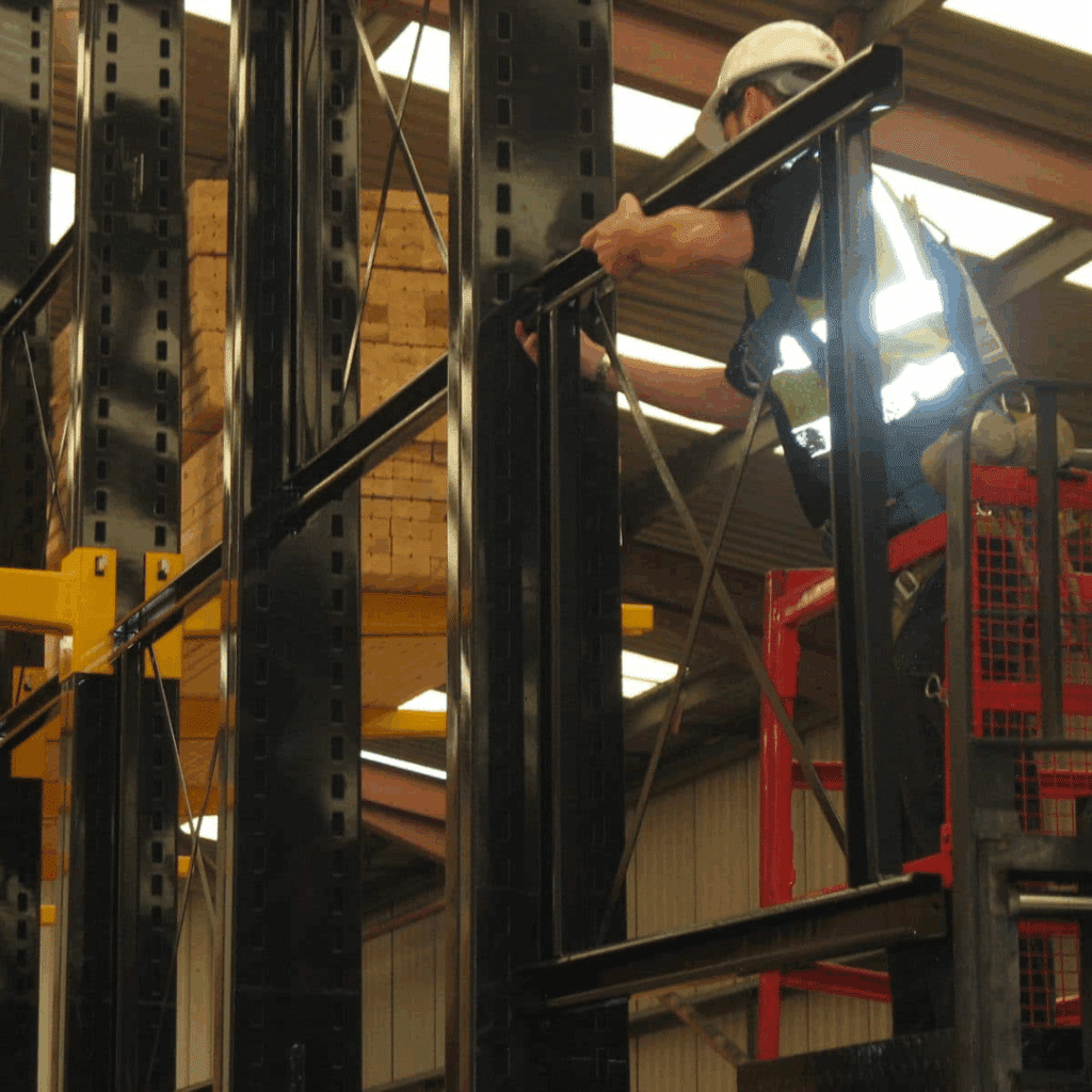 Pallet racking being installed by RediRack's pallet racking installers