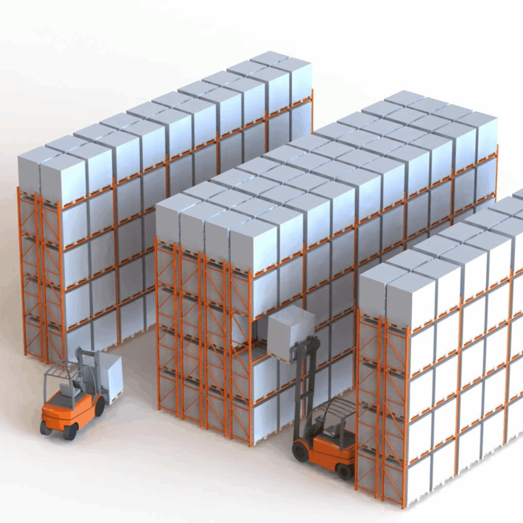 A pallet racking graphic symbolising RediRack's warehouse racking installation and design service